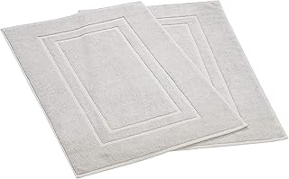 Feather & Stitch 100% Cotton Terry Bath Mats 2 Piece Towel Like Bath Mats (30x21 Inch) Hotel Spa Bathroom Shower Step Out Tub Floor Mats [NOT A Bathroom Rug] Soft Absorbent Washable Mats (Sliver)