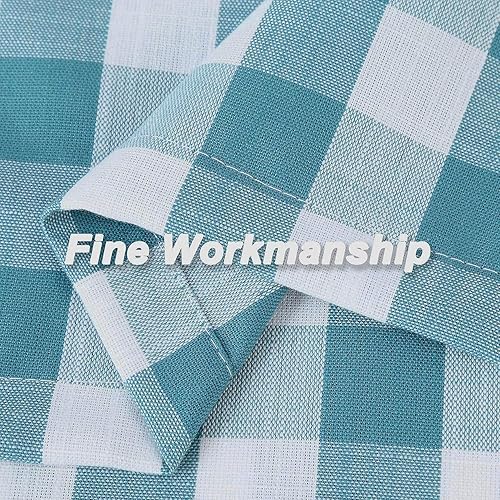 Miniatura 29 de Cenefas de café a cuadros blancos y negros para cocina, cortinas de cenefa gruesa con bolsillo para barra de cortina de granja, cortinas