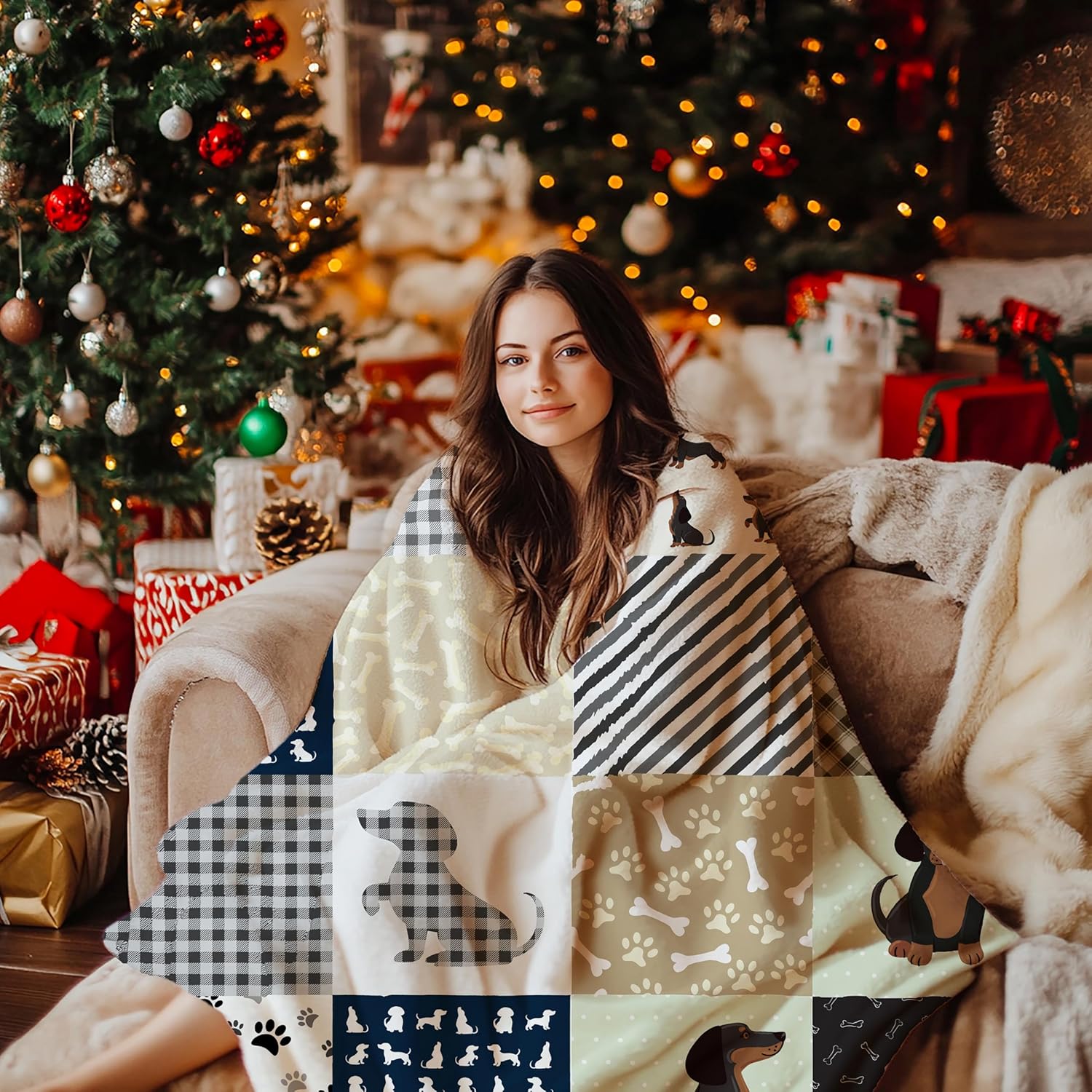 Dachshund Blanket - Cute Wiener Dog Gifts for Women, Lightweight Cozy Flannel Fleece Throw Blanket - 50"x40" - Image 3