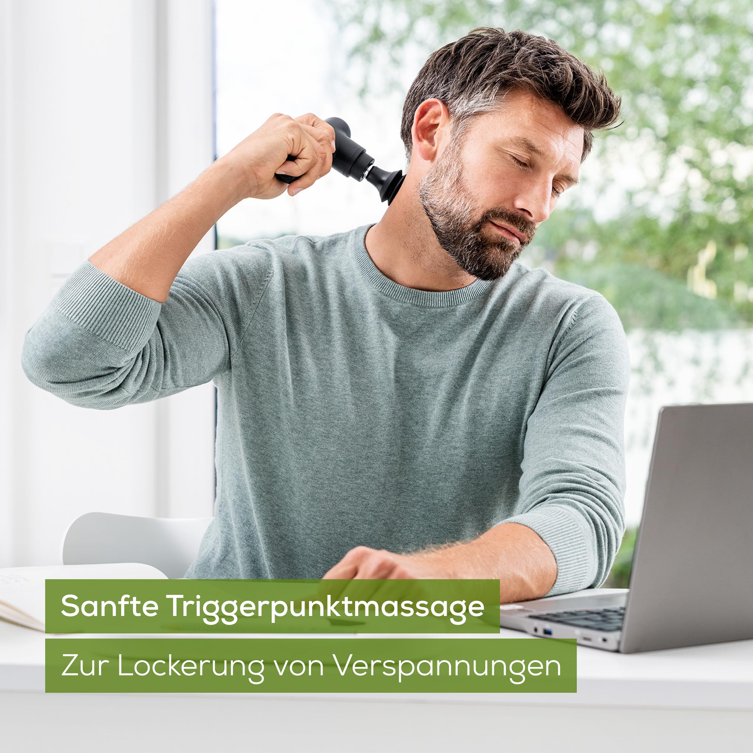 Beurer MG 79 Massage Gun Sensitive, kompakte Massagepistole mit 3 Aufsätzen, sanfte Triggerpunktmassage für empfindliche Körperbereiche, handliches Muskelmassagegerät mit 3 Intensitätsstufen