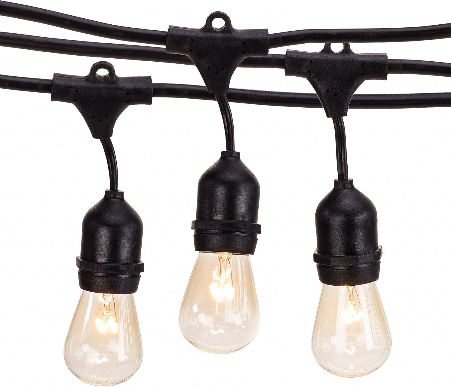 Eueasy Outdoor String Lights with 15 E26 Sockets by Deneve - 48 Feet Long