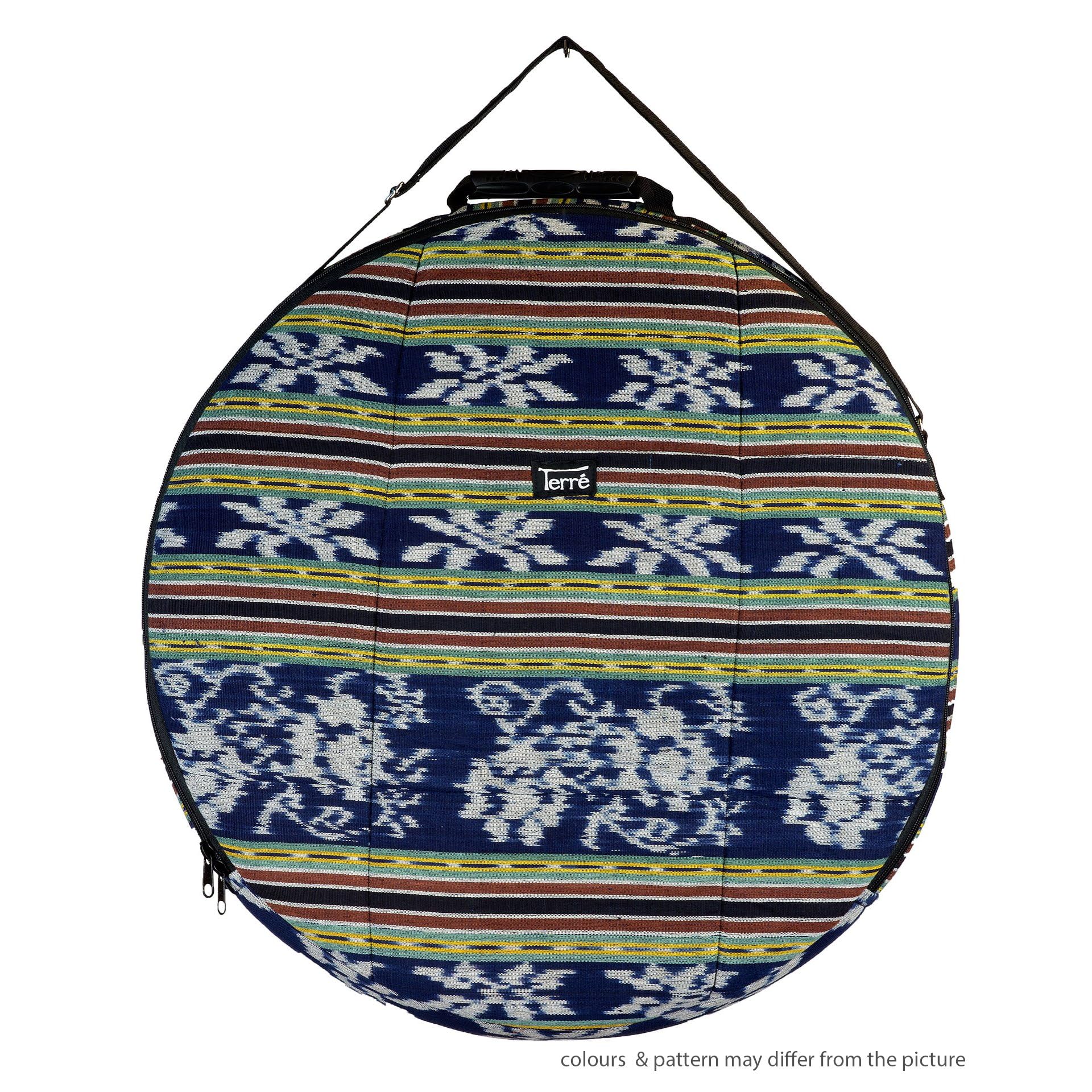 Shamandrum Tasche aus Ikat Ø 60 cm für Schamanentrommel - im MYSEVENDO Set - Rund Ritual Drum Trageriemen Trommeltasche