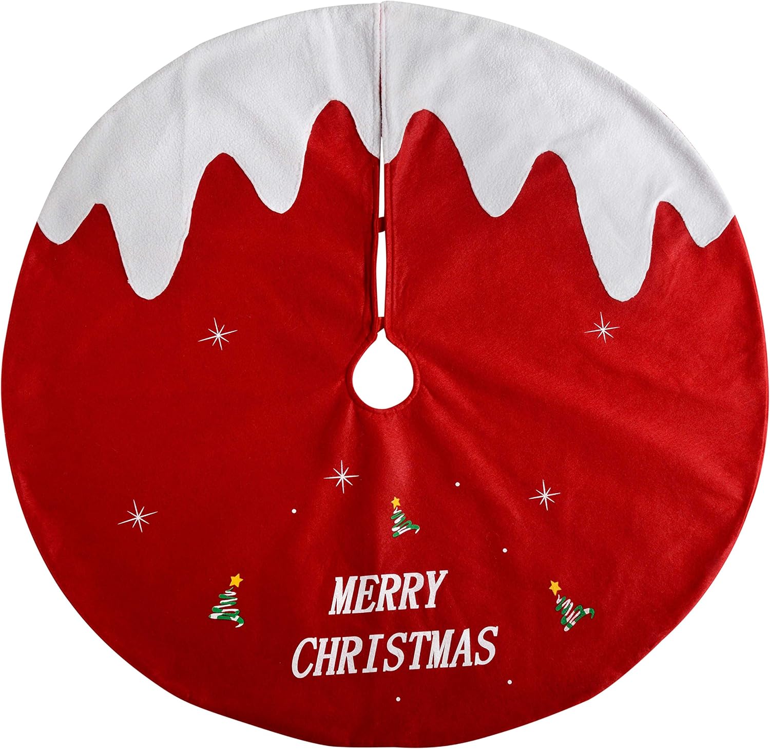 WeRChristmas Christmas Pudding Tree Skirt Decoration, 102 cm - Large, Red/White, Multicolour, 102 x 102 x 2 cm