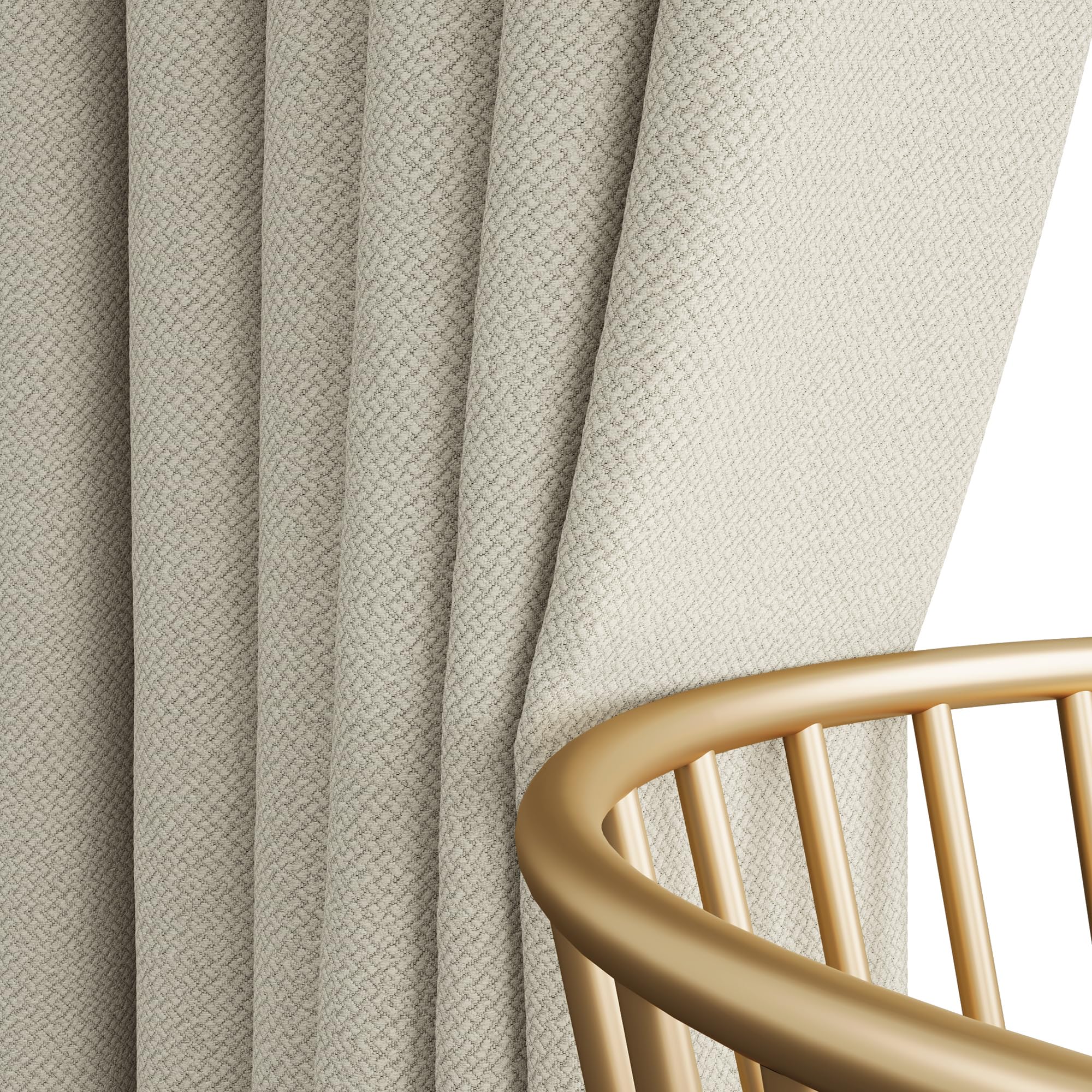 Fmfunctex Blackout Thermal Curtains for Living Room 84 Inch Drop Beige Eyelet Curtains for Bedroom Weave Textured Light Blocking Energy Saving Window Curtain Drapes 2 Panels - Image 4