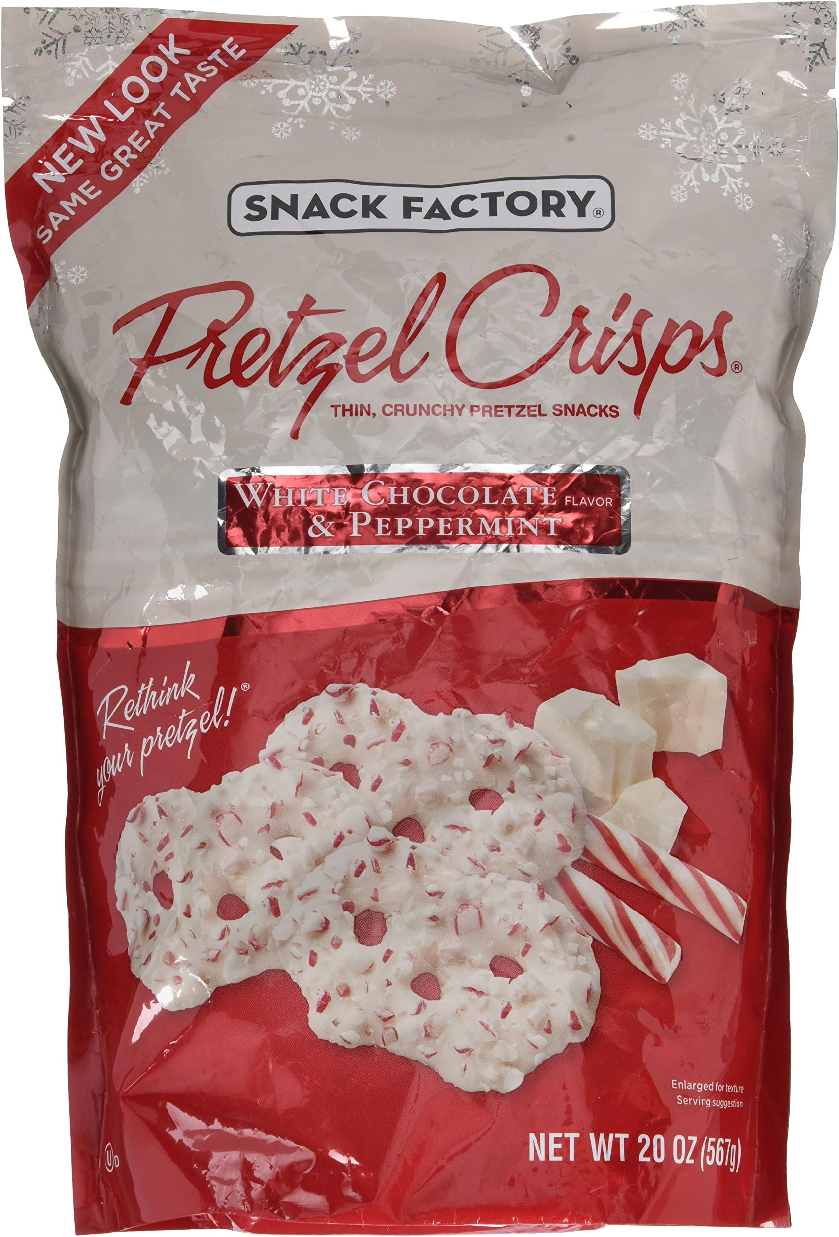 Pretzel Crisps White Chocolate & Peppermint Flavor (LARGE 20 Oz Bag)