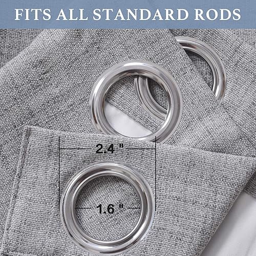 Miniatura 6 de 100% Blackout Shield Cortinas para puerta corrediza con aspecto texturizado de lino con forro opaco, cortinas opacas con aislamiento térmico,