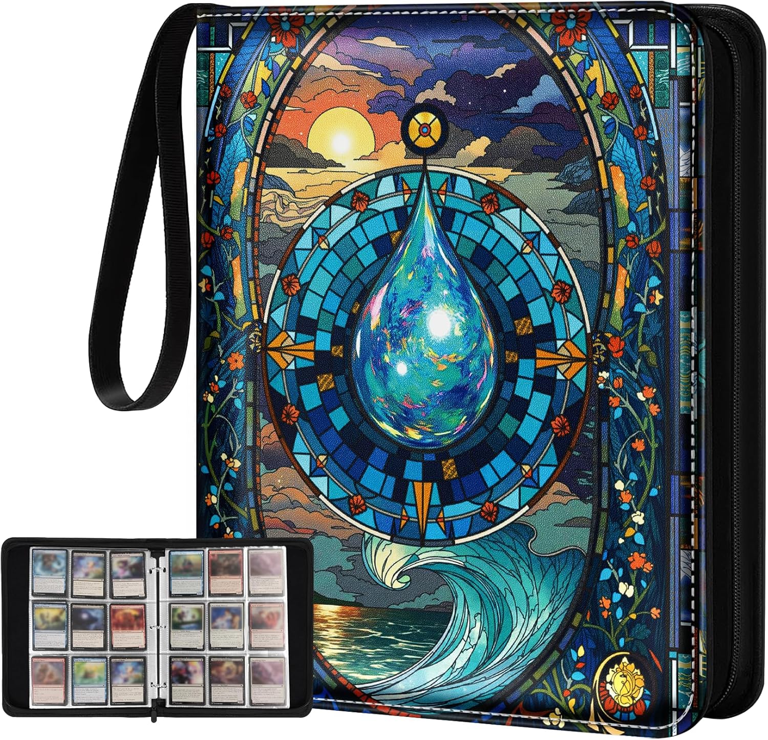 for 9 Pocket Card Binder for MTG, TCG, Game Cards Holds 900 Cards - Large Capacity Trading Card Collection Album Folder with Zipper for Men Boys Teens Flower Design for Sports Card