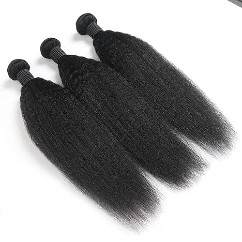 Miniatura 7 de Amella Extensiones de cabello humano rizado lacio de 24 pulgadas, 1 paquete de 10A, extensiones de tejido de cabello humano lacio brasileño para