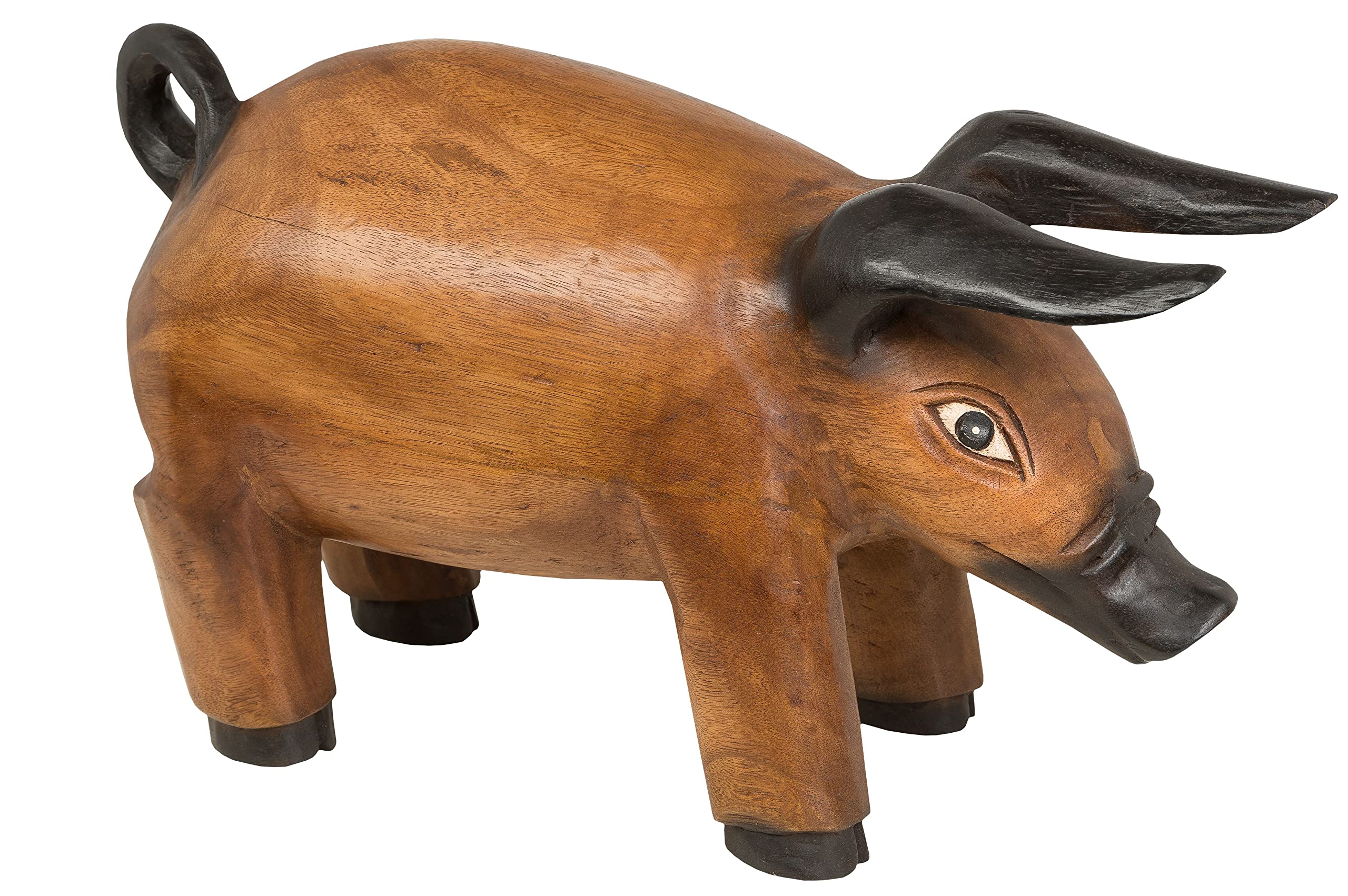 Schwein Holzfigur ca. 53 x 28 x 22 cm Deko Holzschwein Sau Deko Glücksschwein