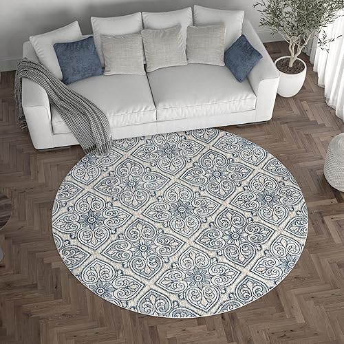 Miniatura 4 de Alfombra moderna redonda grande de 8 pies – Alfombra de área – Alfombra interior para sala de estar, comedor – Alfombra de dormitorio – Alfombra de