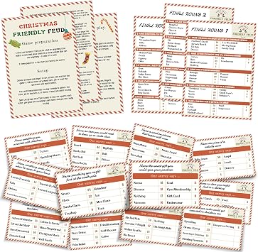 QOFO Christmas Friendly Feud Game - The Hilarious Party Game of Guessing Top Answers,Feud Games for Adults,Christmas Party Games,Classroom Games,Family Night,Team Ice Breaker Game,15 Trivia Cards-6