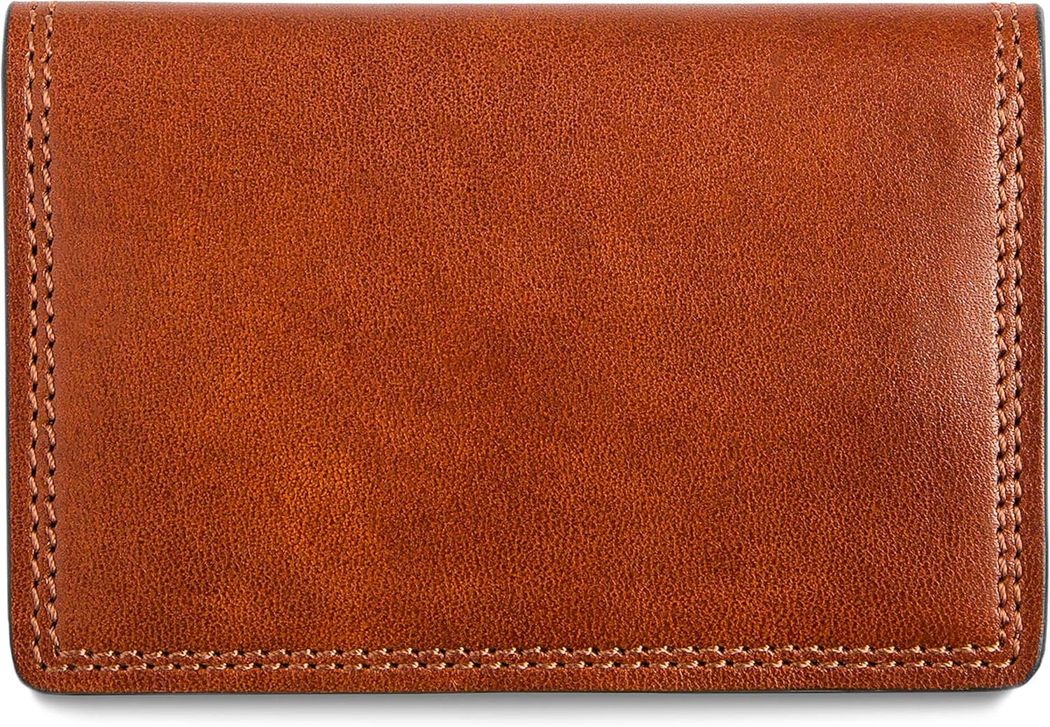 Bosca Leather Card Holder for Men - Hand-Stitched Mens Card & ID Case, 4 Card Slots, Slim Front Pocket Wallet - Tanned Leather - 4"x2.75"x 0.25 Amber Brown