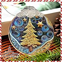 Vista 3 de Adorno de Navidad de Quilling 2025, Árbol de Navidad de Forma Redonda, Adorno de Acrílico de 4 Pulgadas, Arte de Adorno Navideño, Decoración