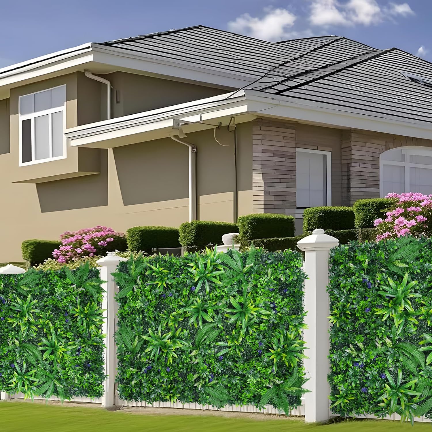 Artificial Boxwood Roll Panels, Grass Wall Panels 40"x120"(33.33 SQFT), Privacy Hedge Fence Screen with UV Protection, Fake Greenery Backdrop for Indoor Wedding and Outdoor Garden Backyard