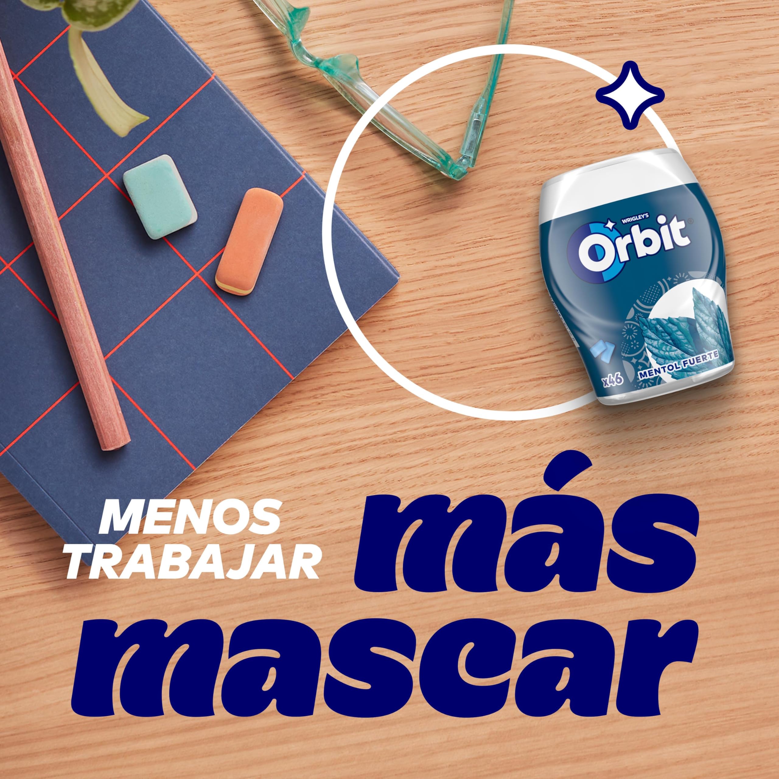 Orbit Bote de Chicles Sin Azúcar Sabor Mentol Fuerte, Intenso y de Larga Duración (6 x 46 chicles)