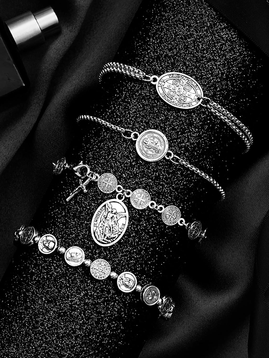 Taiyin 4 Pcs St Benedict Bracelets Rosary Religious Birthday Gifts Catholic Saint Benedict Prayer Bracelet Saint Medal Men Women Christian Jewelry Gift - Image 3