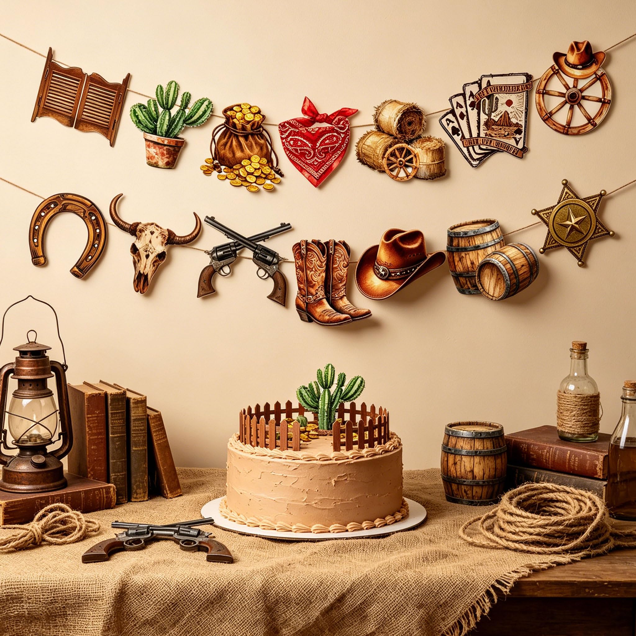 LaVenty Cowboy Party Decorations Western Decorations Banner wild west Last Rodeo Hen Party Supplies