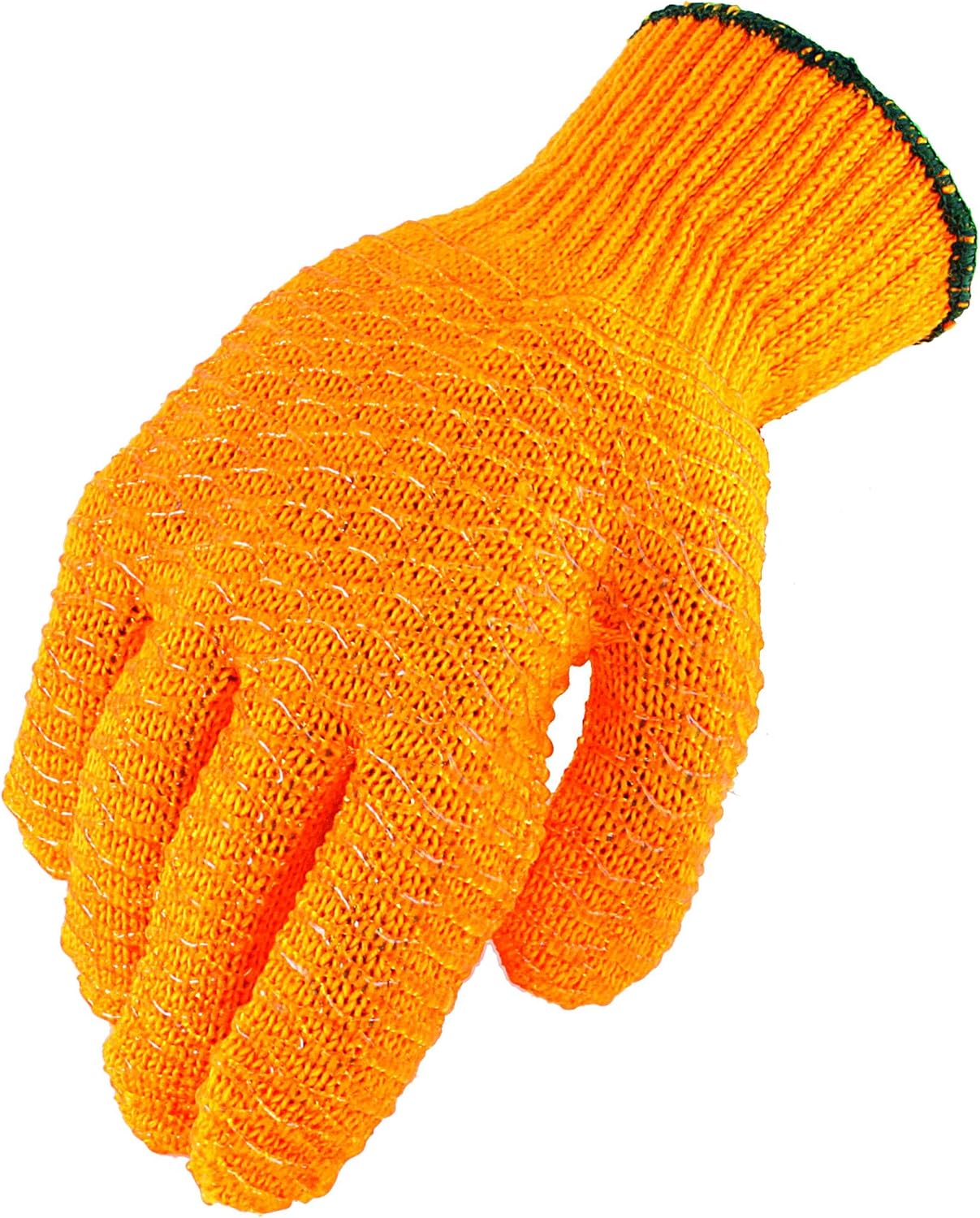 Galeton Criss-Cross Tacky Grip Coated String Knit Gloves Orange 1070, Large, Set of 12