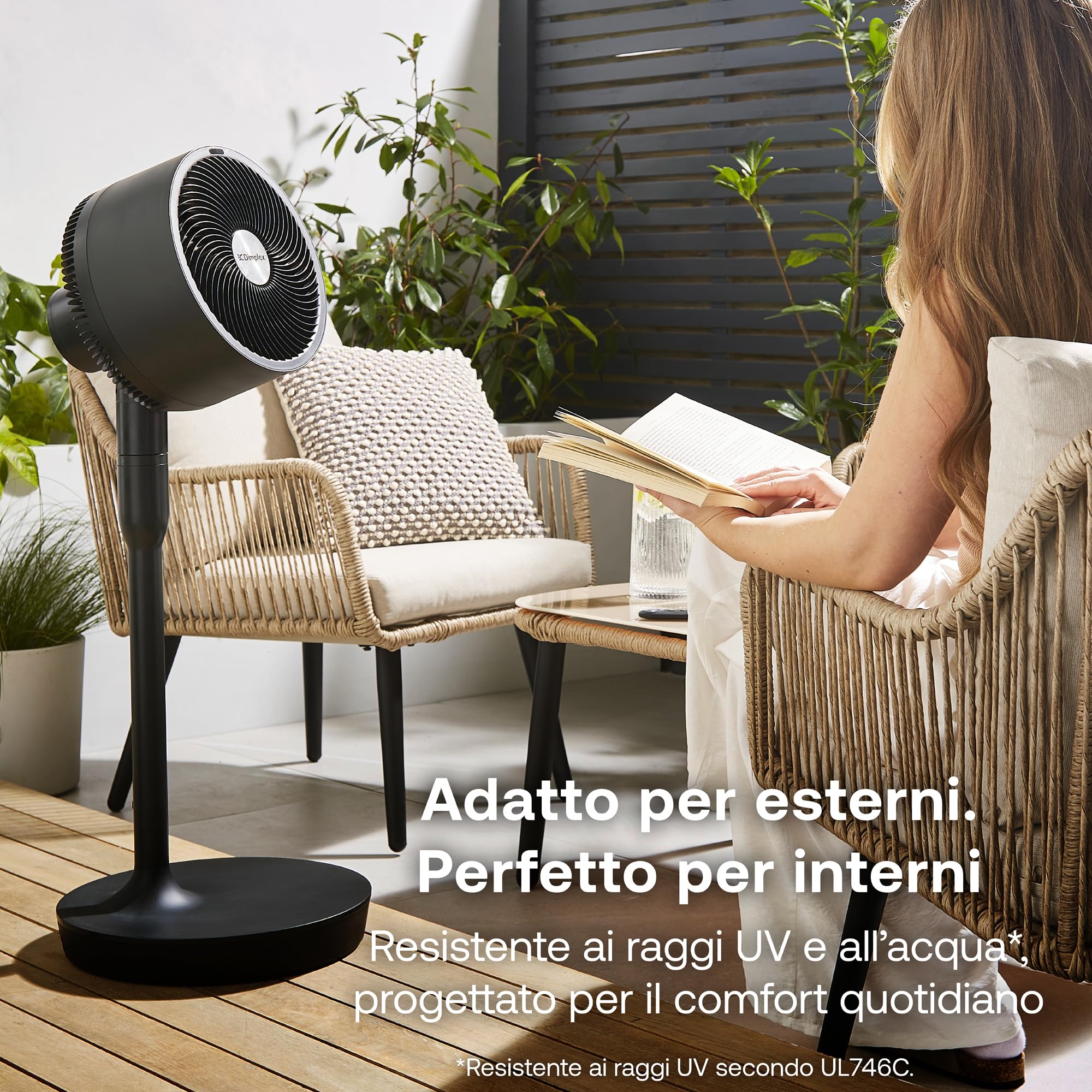 Dimplex DUOCOOL Smart Ventilatore Senza Fili 2-in-1, Ventilatore a Piantana e da Tavolo, Batteria 45h, 5 Velocità + Turbo, Portata 20m, Silenzioso (36dB), App, Google Home, Alexa, Telecomando, Nero