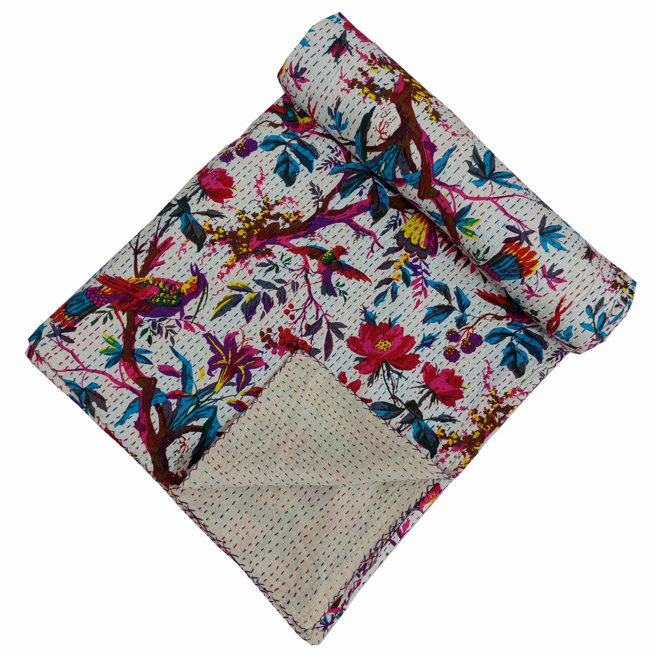 Couette Kantha lit double coton fait main couvre-lit léger 152x228