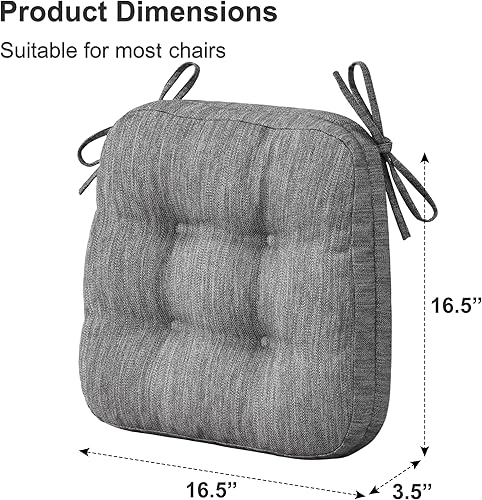 Miniatura 6 de Shinnwa Cojines para sillas de comedor, paquete de 4, cojines de asiento de cocina de espuma viscoelástica copetudos, almohadillas antideslizantes