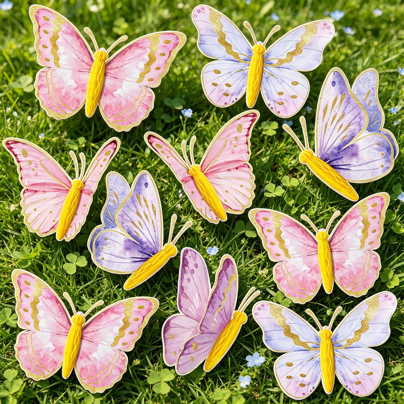 Photo 1 of SUNBEAUTY 10 Pcs Butterfly Party Decorations 3D Butterfly Hanging Birthday Decoration Pink Purple Butterflies Honeycomb Decor for Girls Women Birthday Baby Shower Wedding Garden Party Supplies