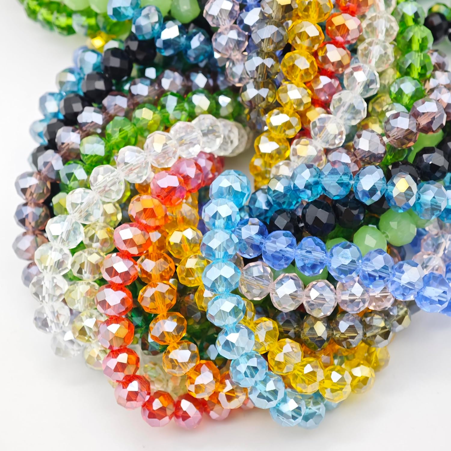8mm Briolette Crystal Glass Beads Faceted Rondelle Crystal Beads for Jewelry Making Assorted 15 Colors 900pcs