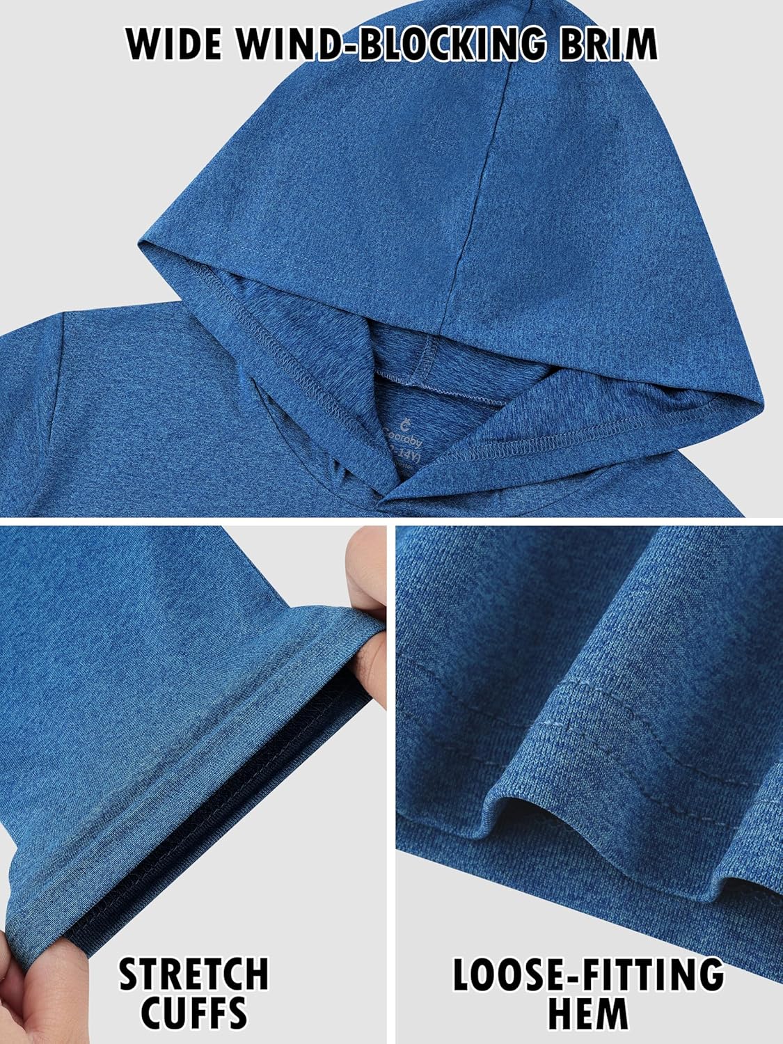 Cooraby 4 Pack Youth Boys Teen Quick-Dry Hoodies Moisture-Wicking Active Long Sleeve Hooded Sweatshirts - Image 5