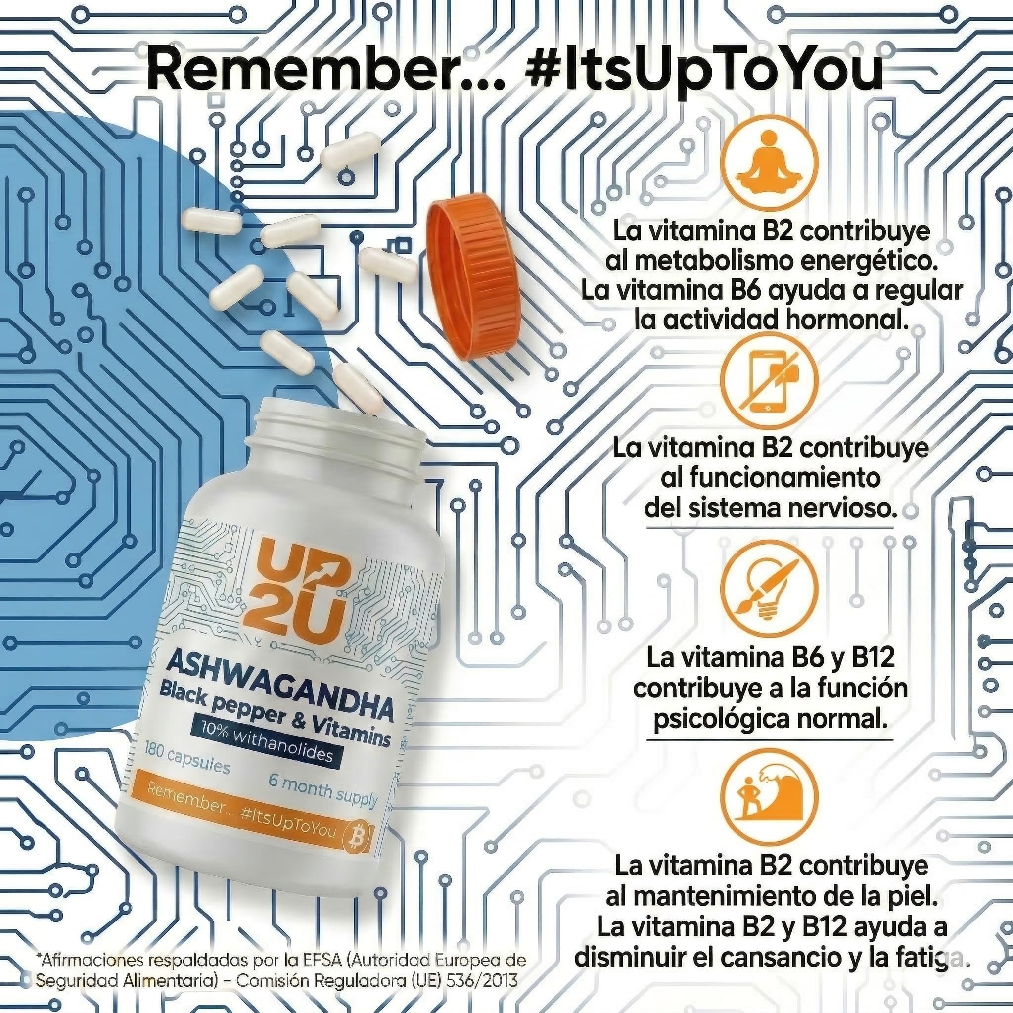 Ashwagandha Alta Potencia 600 mg: 10% Withanólidos con Pimienta Negra y Vitaminas B | 2x Más Concentrado que KSM-66 | Estrés, Energía, Concentración y Sueño | 180 Cápsulas | 6 Meses