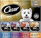 Cesar Loaf in Sauce Wet Dog Food Rotisserie Chicken, Filet Mignon, Angus Beef, and Ham & Egg Flavors Variety Pack, Wet Food for Dogs, 3.5 oz Easy Peel Trays, 24 Count