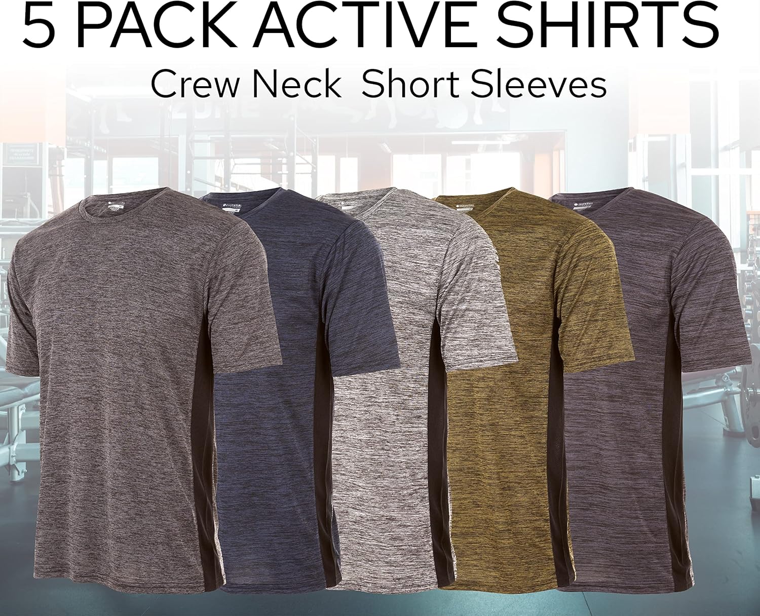 Mens Active T-Shirt - Quick-Dry Athletic Workout Training Crew Neck Short Sleeve Top 5 Pack - Image 6