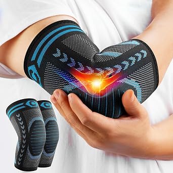 CAMBIVO 2 Pack Tennis Elbow Brace for Tendonitis and Tennis Elbow,Golfers Elbow, Arm Compression Sleeves for Women and Men, Biceps Support Sleeve for Weightlifting, Basketball and Workout | Golfers Elbow and Arthritis Relief, Breathable 3D Knit Fabric, 4-Way Stretch Support, Weightlifting, Pickleball, Men & Women