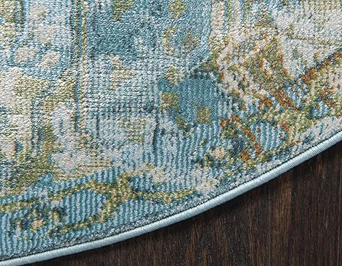 Miniatura 7 de Unique Loom Baracoa Collection - Alfombra de área Coppelia (5 pies 5 pulgadas, redonda, azul claroazul)