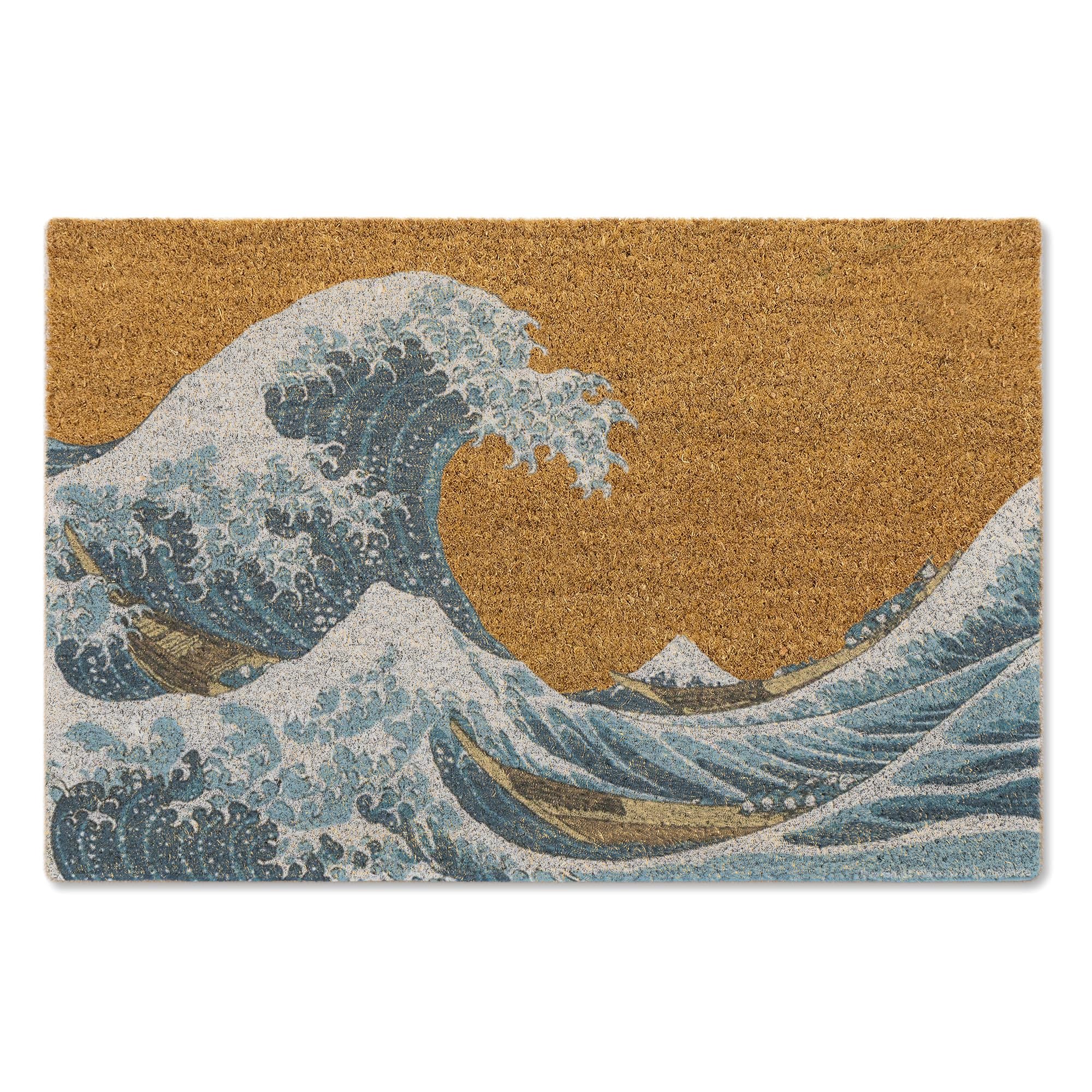 A1 Graphics Ltd Japanese Wave Brush Door Mat The Great Wave off Kanagawa Print