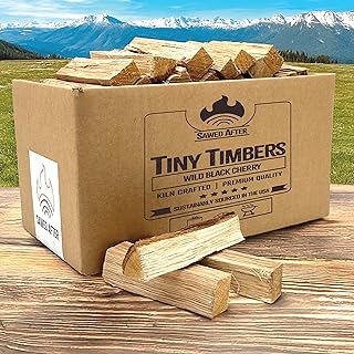 The Tiny Timbers USDA Grade Kiln Dried Hardwood for Table Top Fire Pit and Pizza Oven | Compatible with Solo Stove Mesa & Mesa XL | 5" Splits | USA Sourced | 6 lb. | 400+ cu. in. | Wild Black Cherry