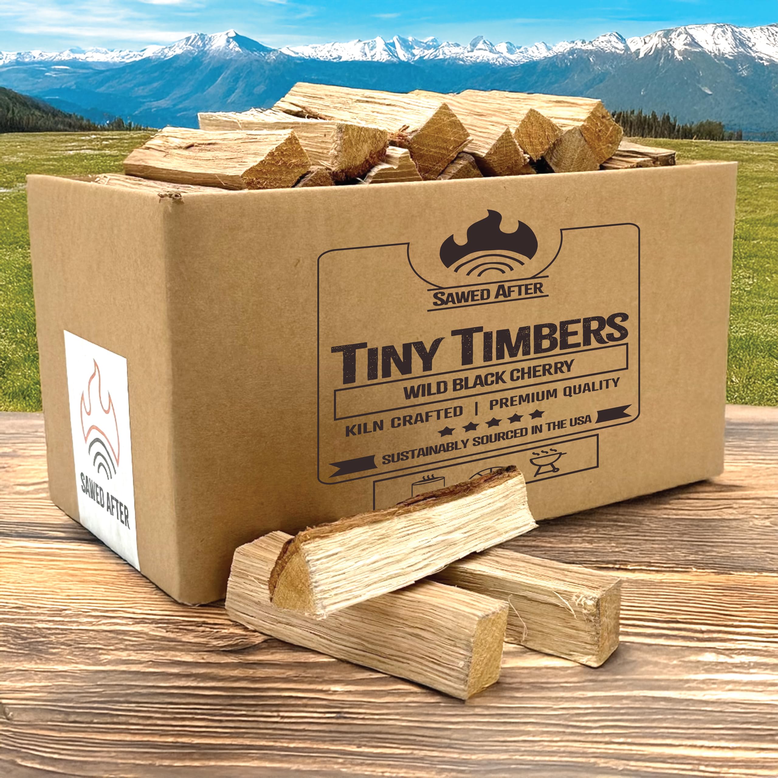 Suszone w piecu drewno liściaste Tiny Timbers USDA do paleniska stołowego i pieca do pizzy, kompatybilne z kuchenką Solo Mesa i Mesa XL | 12,7 cm Splits | USA | 2,7 kg. | 400+ cu. | Dzika czarna