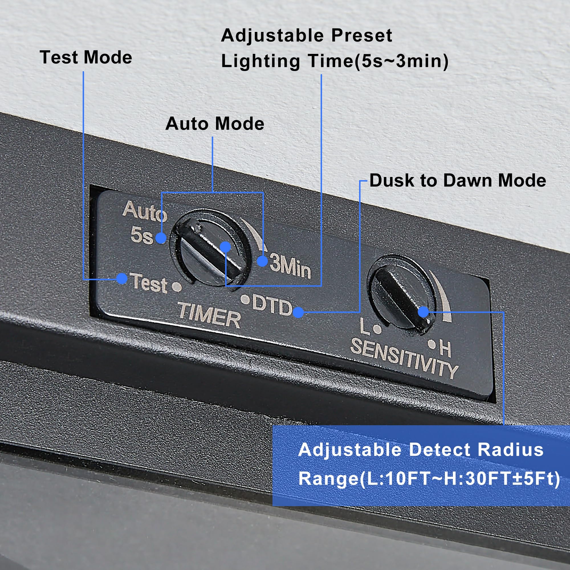 Lámpara de techo ajustable con sensor de movimiento para exteriores, diseño moderno de cuadrados, montaje empotrado, 2 luces texturizadas, color negro con vidrio transparente para tu porche, garaje