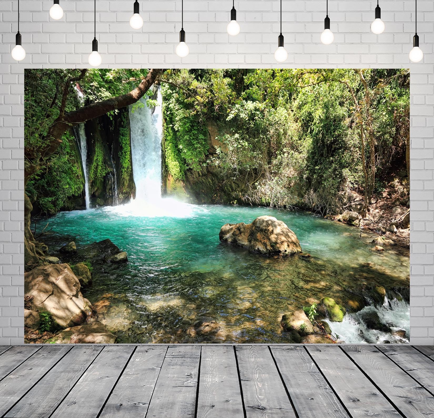 BELECO 4.6x3m Telo sfondo cascata | Fiume forestale rocce cascata paesaggio sfondo viaggio primavera decorazione festa studio fotografico