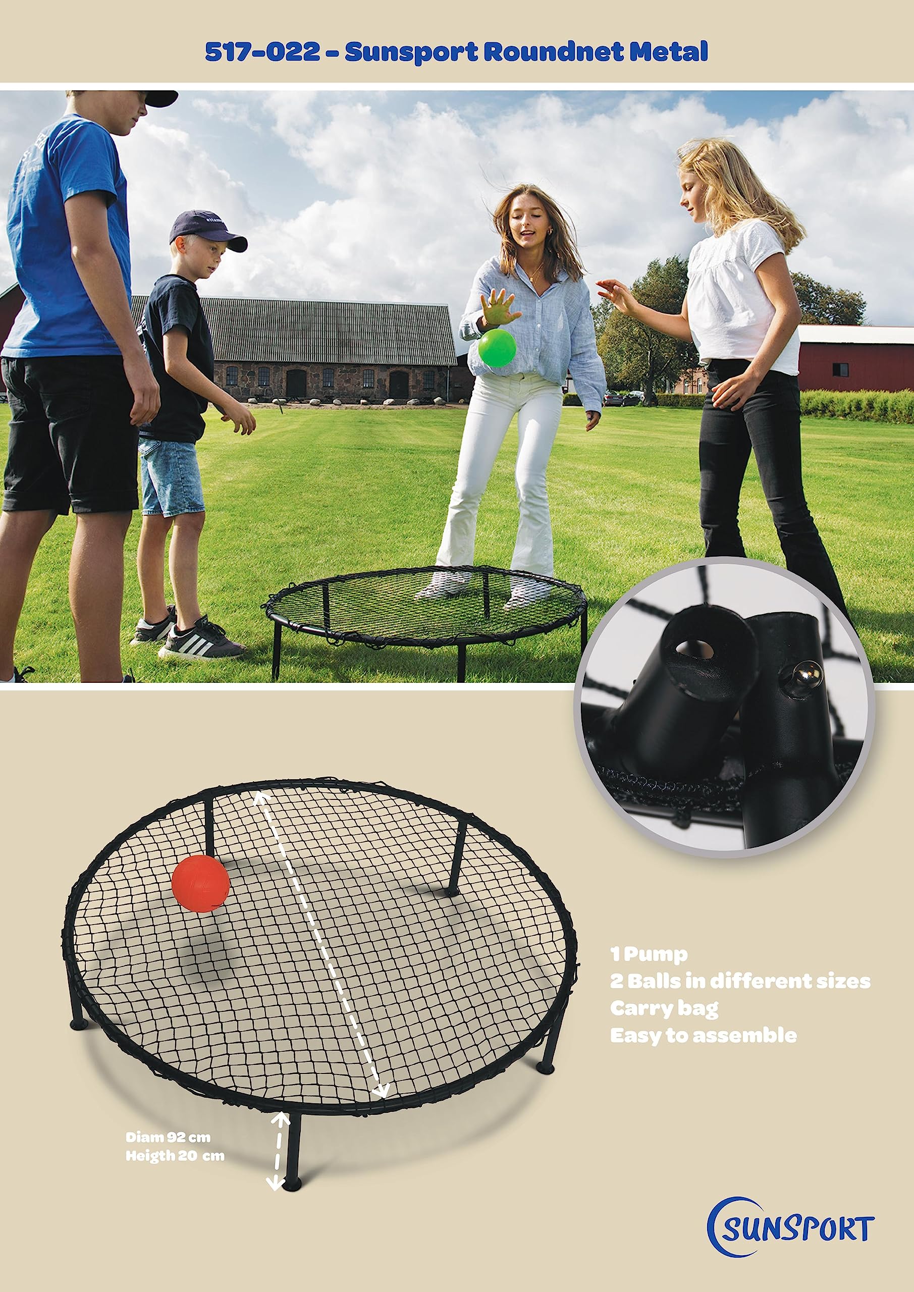 Sunsport Unisex's Smash it Roundnet Set Gartenspiel, Schwarz, Einheitsgröße