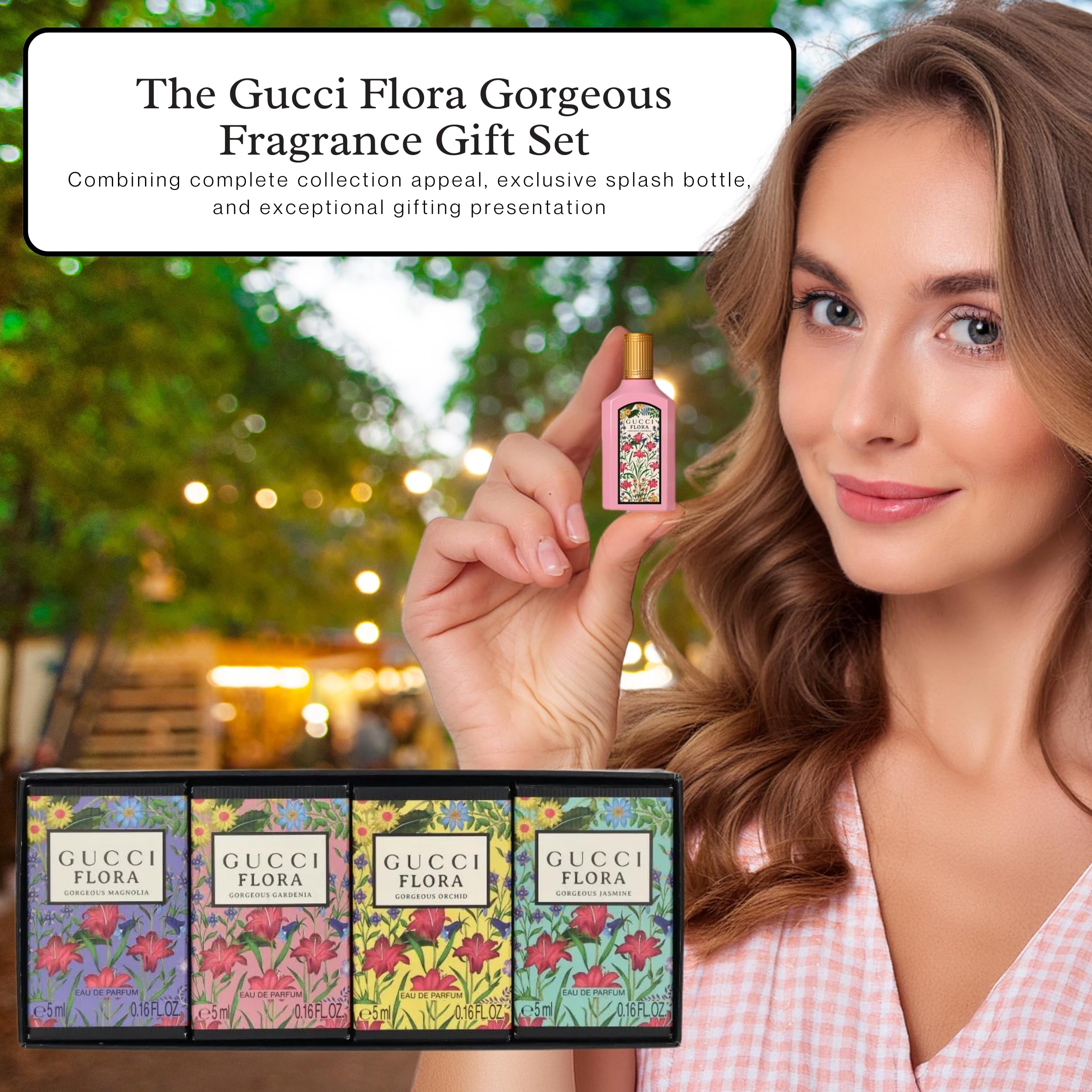 Gucci Parfüm für Frauen 4-teiliges Mini Splash Reise-Geschenkset Magnolie Gardenie Orchidee Jasmin