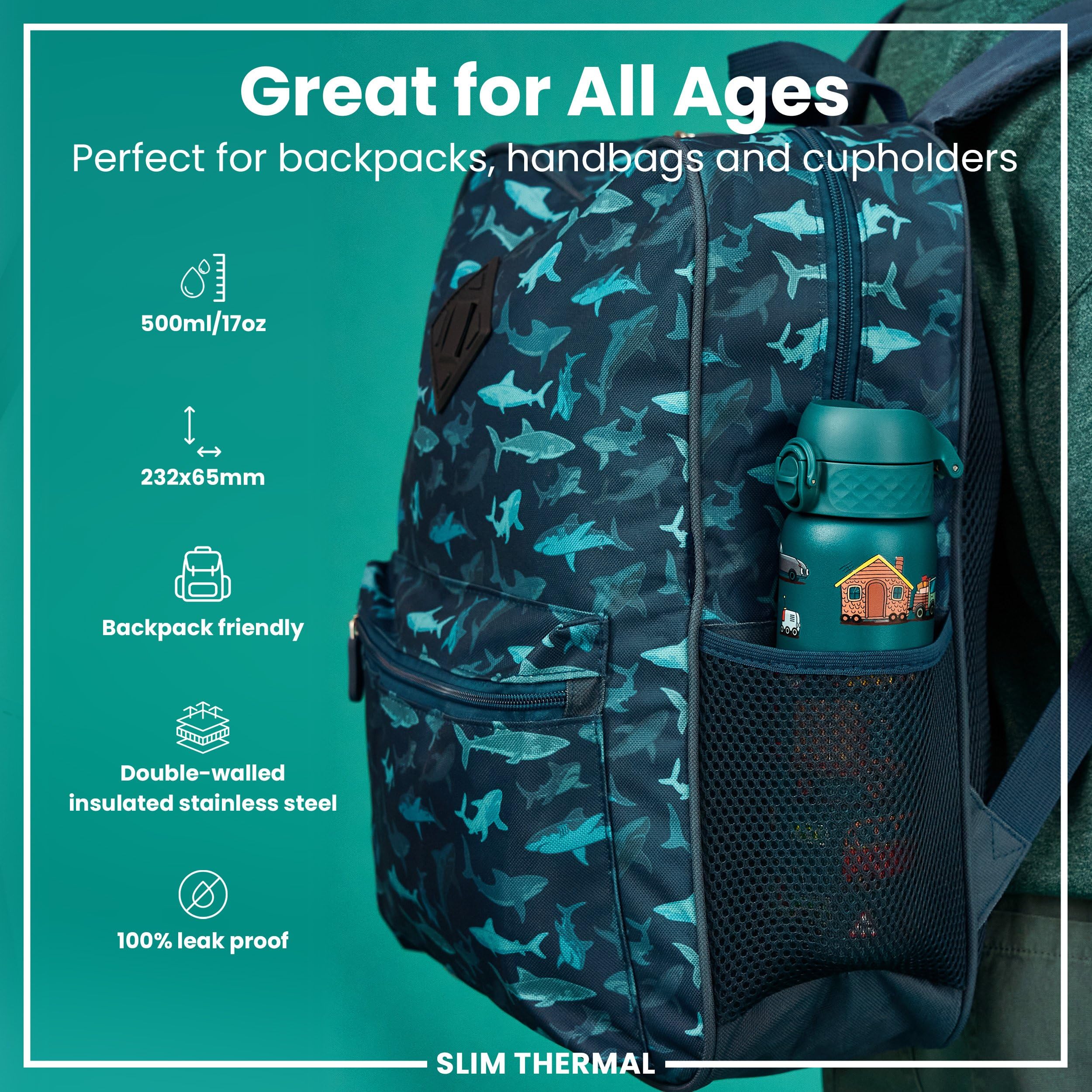 ION8 Vacuum Insulated Steel Water Bottle, 500 ml/17oz, Leak Proof, Easy to Open, Secure Lock, Dishwasher Safe - Image 2