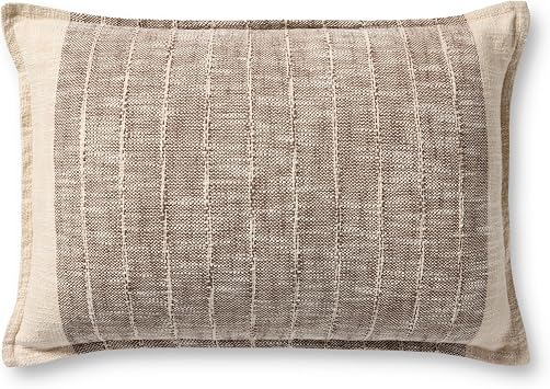 Loloi II Collection PLL0183 Brown/Ivory 16 x 26 Cover Only Pillow