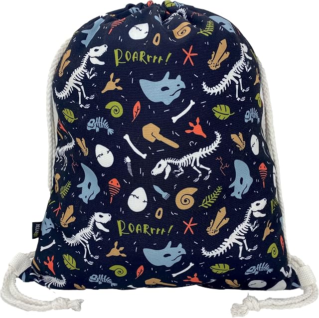HECKBO Gym Bag for Girls and Boys - Dino Dinosaur Motif - 40 x 32 cm - Nursery, Nursery, Crib - Backpack, Sports Bag, Nursery Backpack, Children's Backpack, Fabric Bag