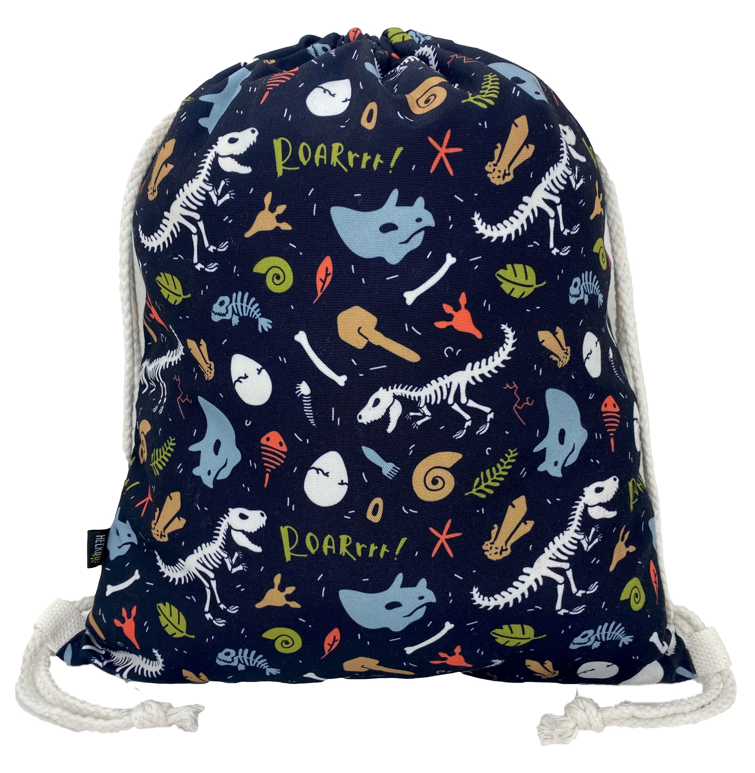HECKBO kids dinosaur dino gym drawstring bag, 40x32cm, 12.6" x 15.8", string bag, kindergarten daycare crèche school football