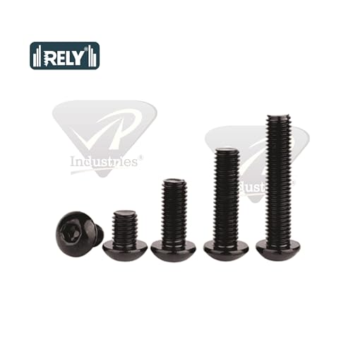 Image of Rely⇒VP INDUSTRIES (Pcs-25) M3x8mm Button Head Cap Screw High Tensile 10.9 Grad| Allen Head Button Cap Screw with Allen Key 1 Pc Free | Allen Round Mushroom Head Screw Alloy Steel Black