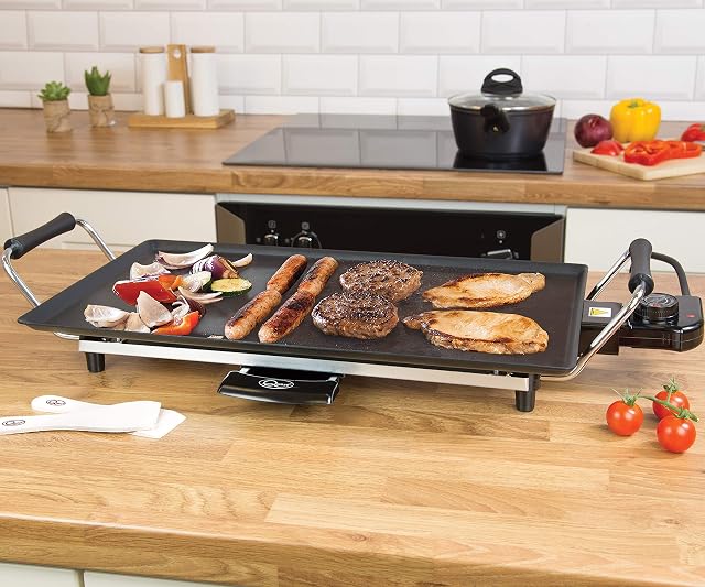Quest 35490 Teppanyaki Grill / Non-Stick / Adjustable Thermostat / Accessories Included / Ideal for Dinner Parties