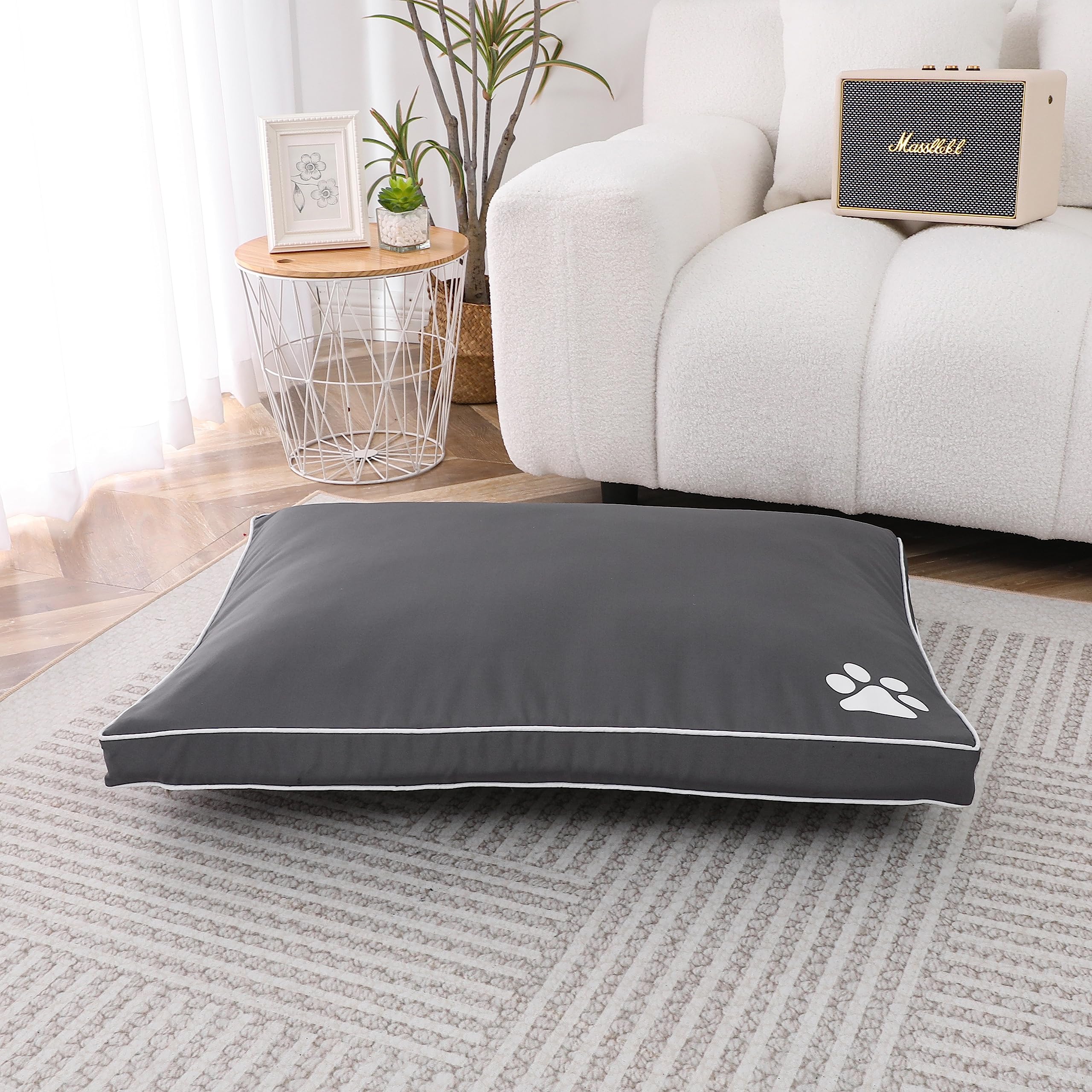 LIZZIE JACOBS Waterproof Large and Extra Large Dog Beds Cushion Mattresses Washable Zipped Cover Super Soft Cosy Plush Comfy Heay Duty Dogs Puppy Pet Bed Mattresses Cushions (Grey, Large - 58x80x5cm) โ image 1