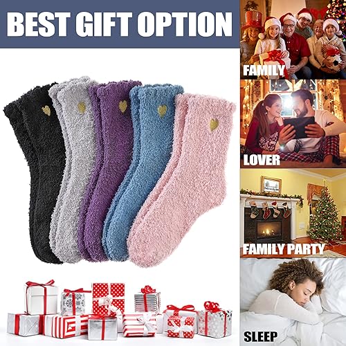 Miniatura 6 de Calcetines mullidos para mujer, de microfibra súper suave, mullidos, acogedores, para invierno, cálidos, mullidos