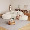 KEIKI 108.5 L Shaped Corner Couch with Chaise, Curved Sectional Sofa, Upholstered Chenille Sectional Couch for Living Room, Bedroom, Beige