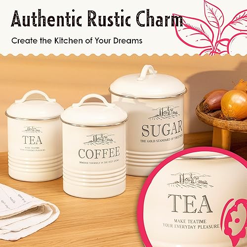 Miniatura 2 de Juego de 3 recipientes de cocina para encimera, juego de 3 recipientes herméticos para café, té, azúcar, juegos de recipientes rústicos para la
